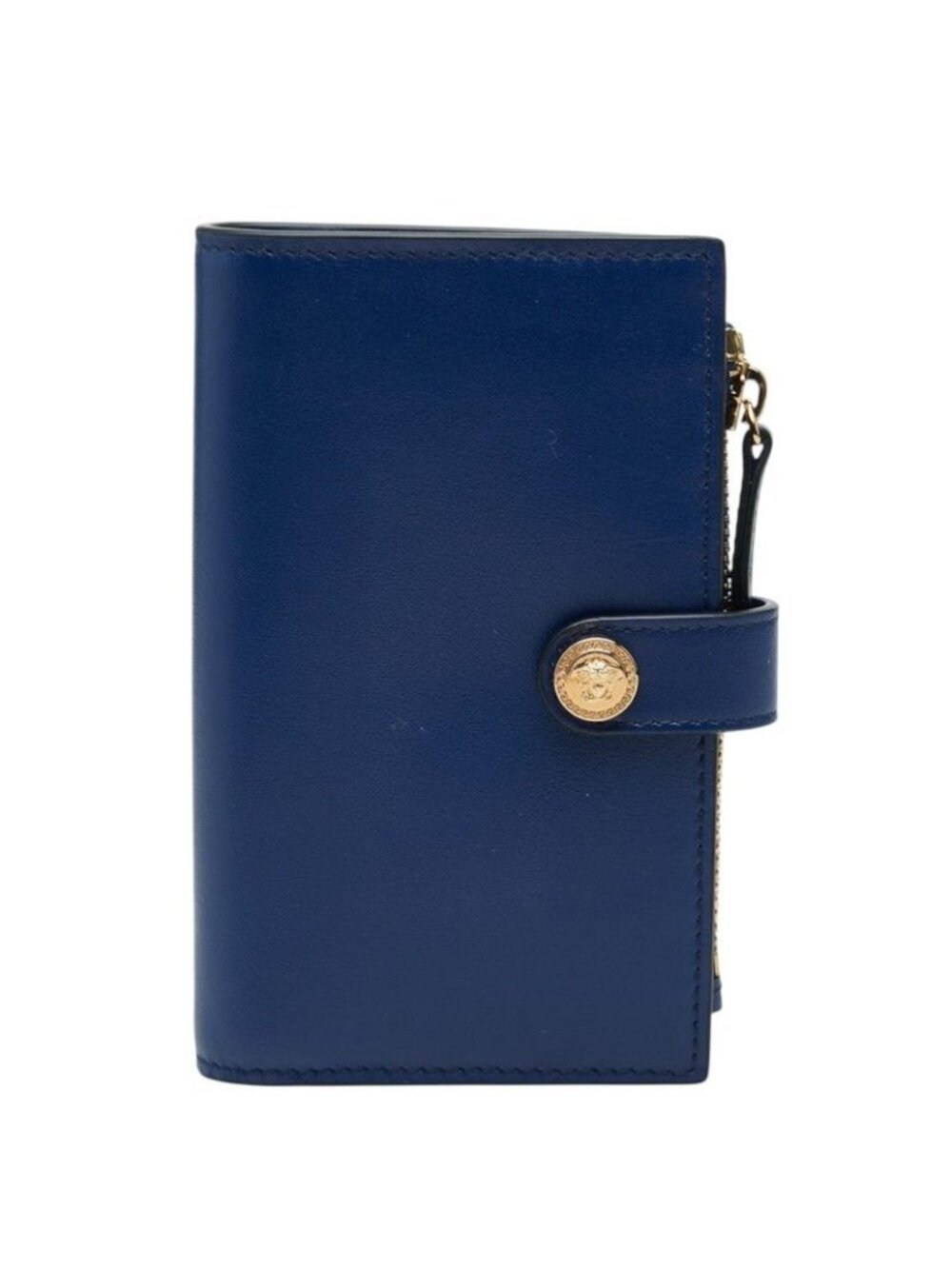 Versace Medusa Bifold Wallet Vertical Navy Leather
